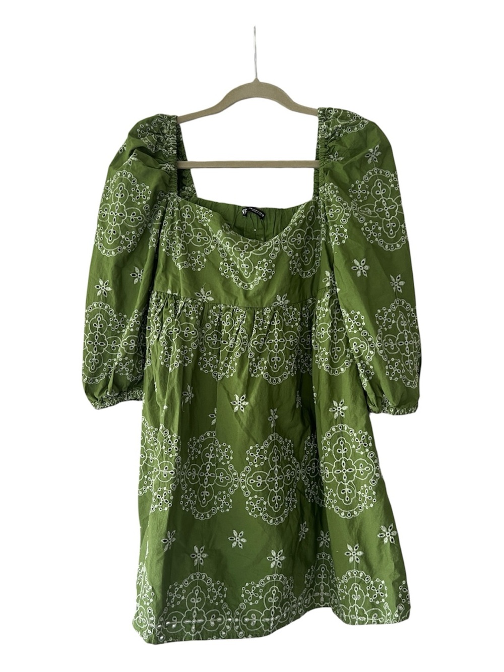Zara Embroidered Puff Sleeve Mini Dress – Size Medium